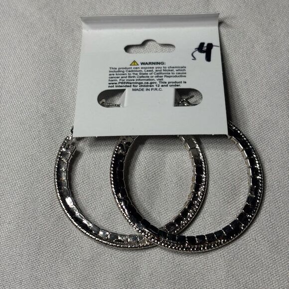 New! Princess Accessories Silver Gemstone Hoop Earrings - Picture 3 of 4